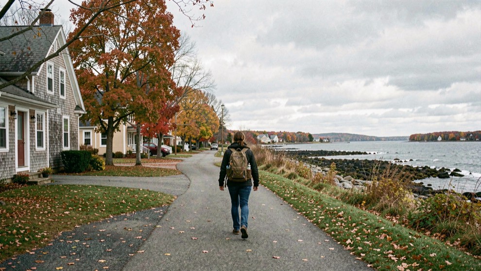 Read an island calendar: ferries, fairs, and fundraisers: a detailed New England home scene focused on the island civic calendar