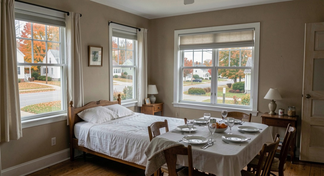 Wills, trusts and guardians for a family house: a detailed New England home scene focused on wills, trusts and guardianship